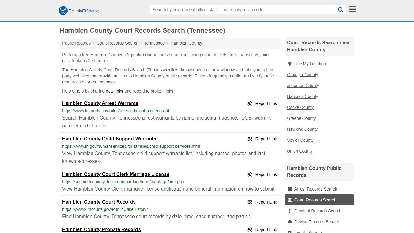 Hamblen County Court Records Search (Tennessee) - County Office