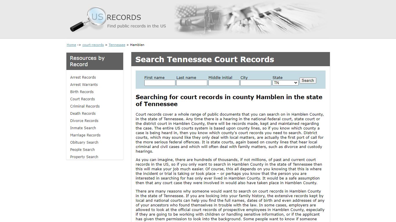 Search Court Records Hamblen Tennessee | US Records