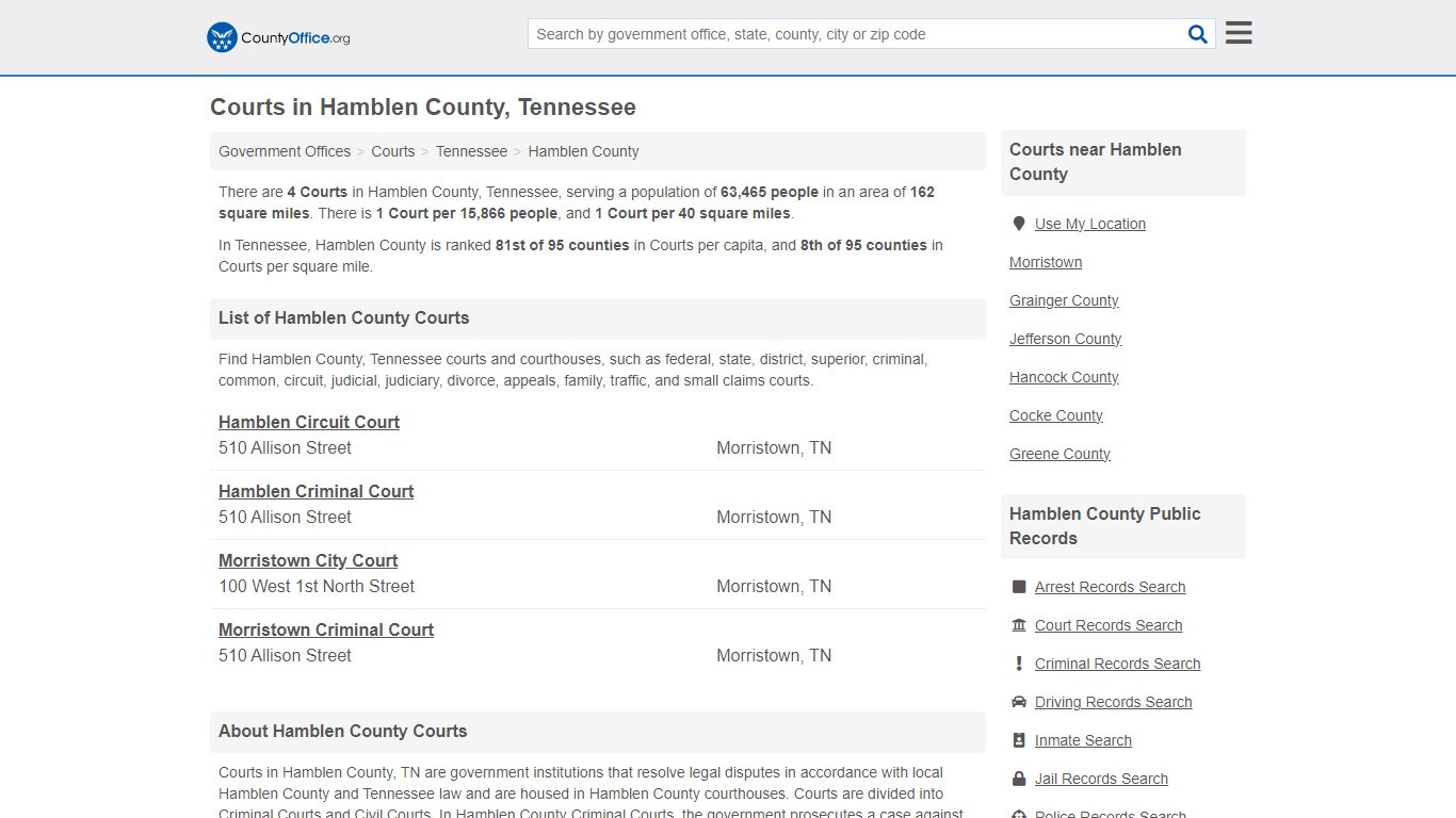 Courts - Hamblen County, TN (Court Records & Calendars)